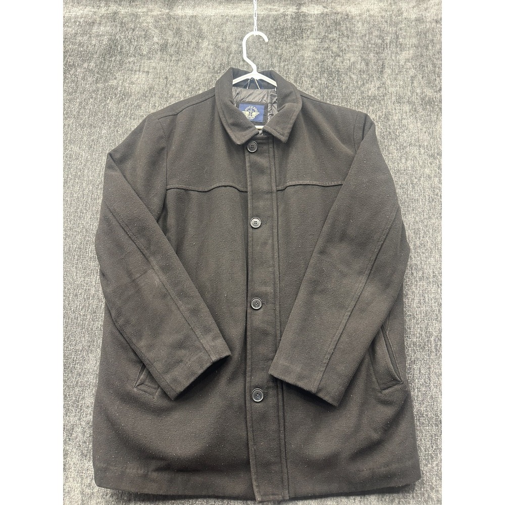Dockers Weston Wool Blend Overcoat Mens 2XL Black Lined Button Front Outerwear‎